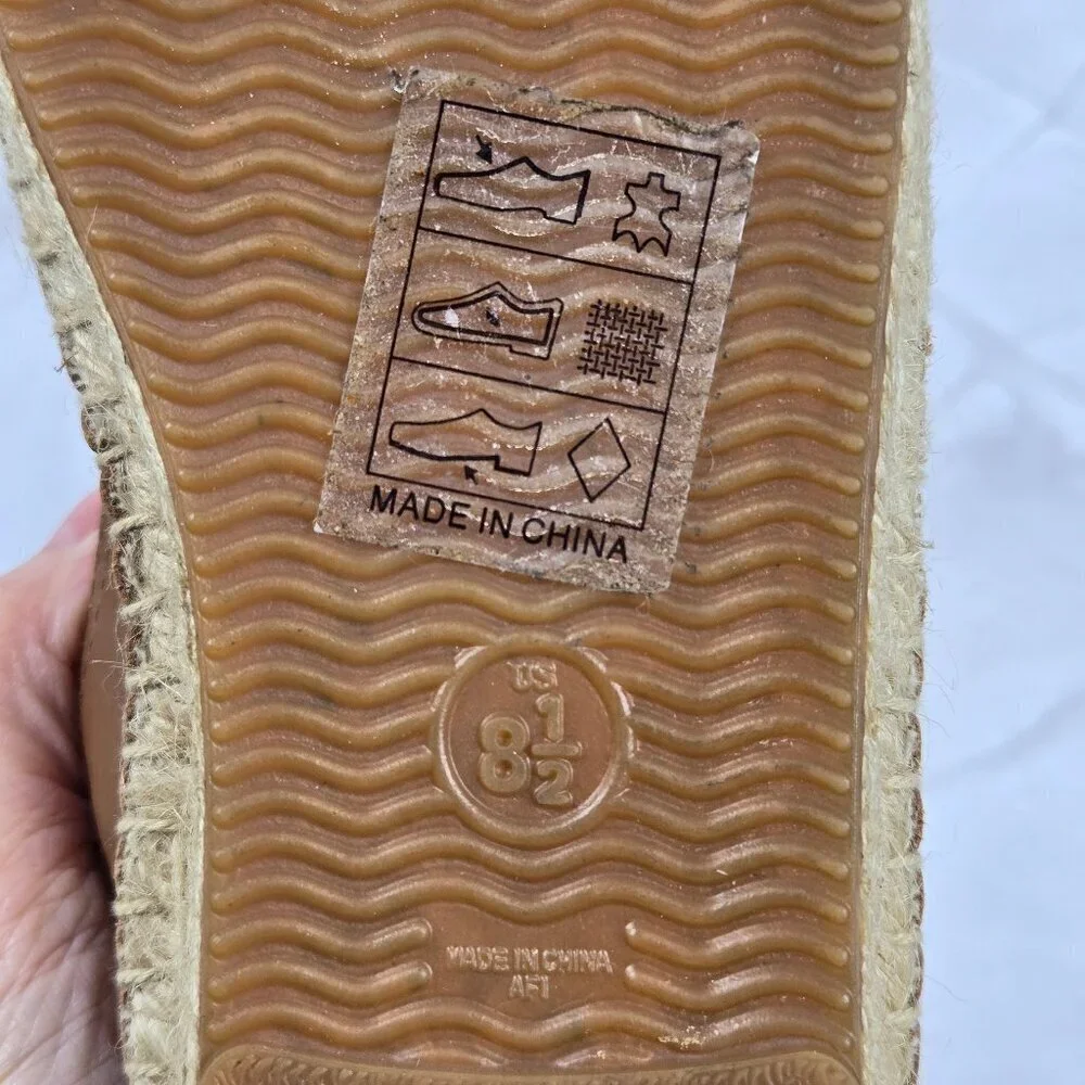 Soludos Size 8.5M Caramel Colored Slip On Loafer Espadrilles Leather Upper